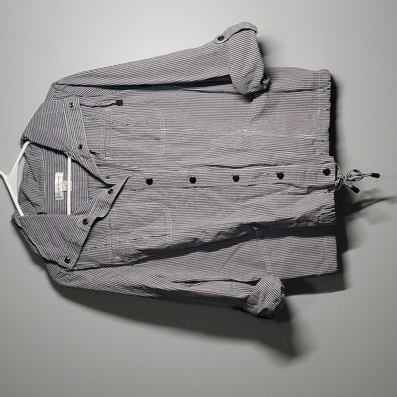 Christopher & Banks button front cinched waist shirt jacket 100% cotton - Picture 2 of 14